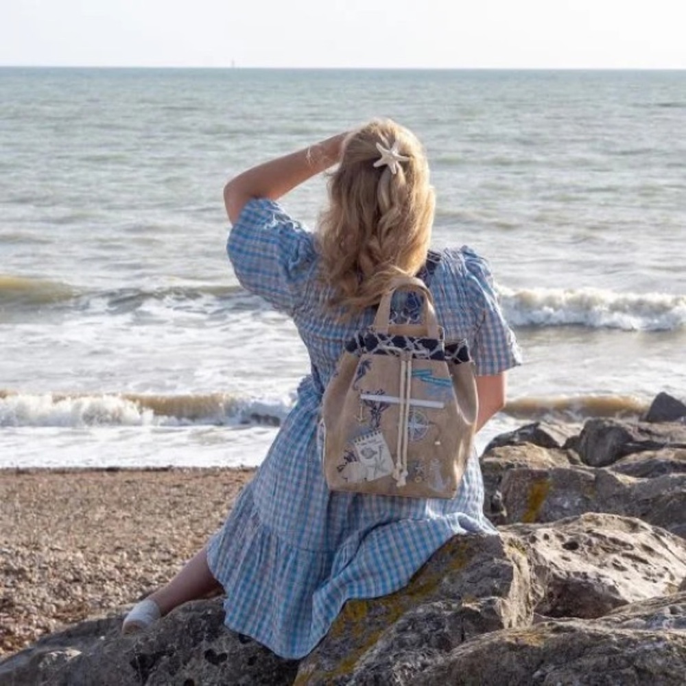 Beige Nautical Backpack with Rope Accents - Picture 8 of 12